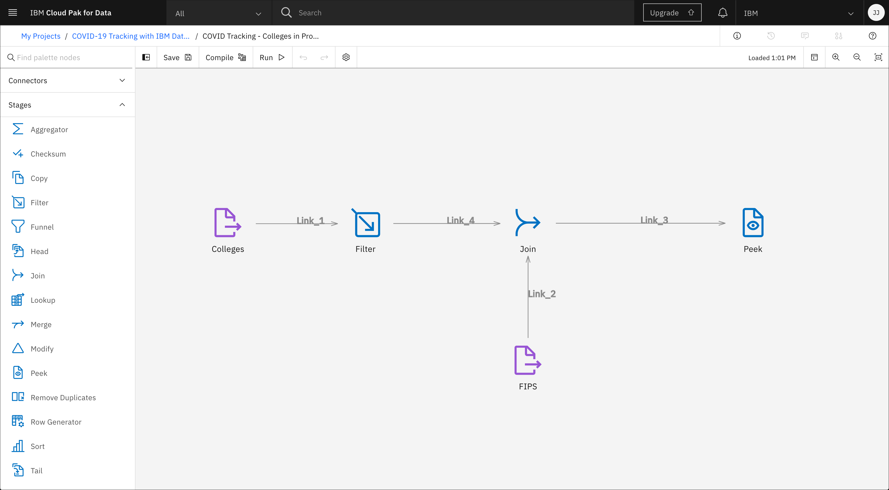 A sample DataStage flow